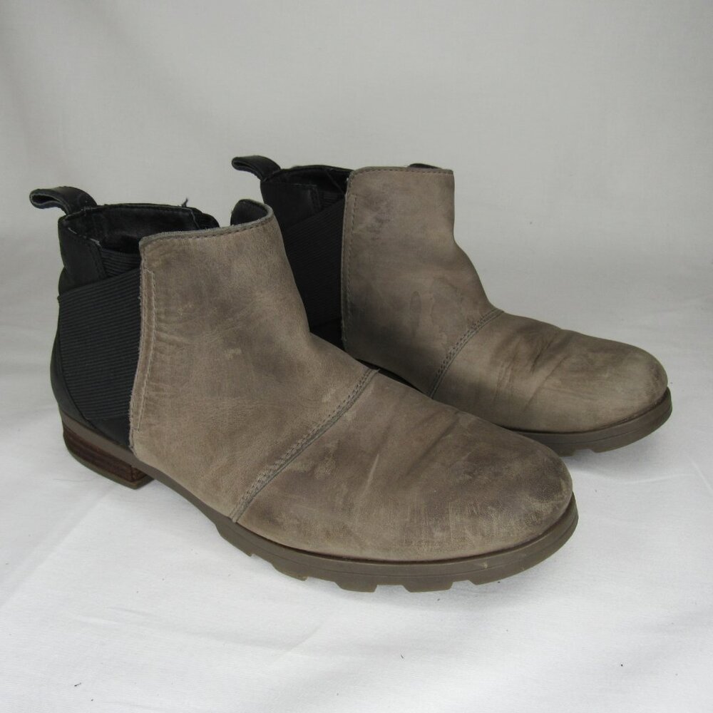 Sorel Quarry Gray Brown Distressed Emelie Chelsea Boot Women's 8.5 - Picture 6 of 8